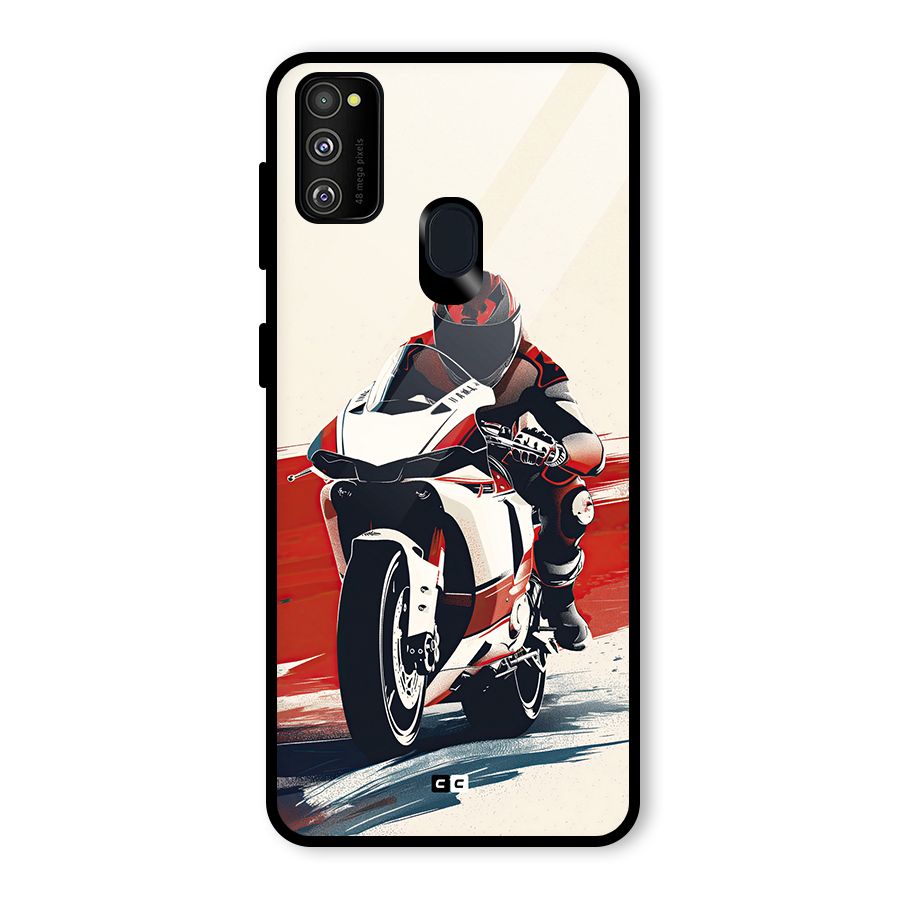 Motosport Rider Glass Back Case for Galaxy M21