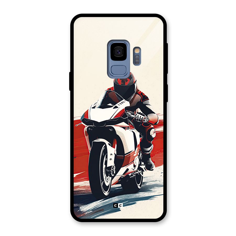 Motosport Rider Glass Back Case for Galaxy S9
