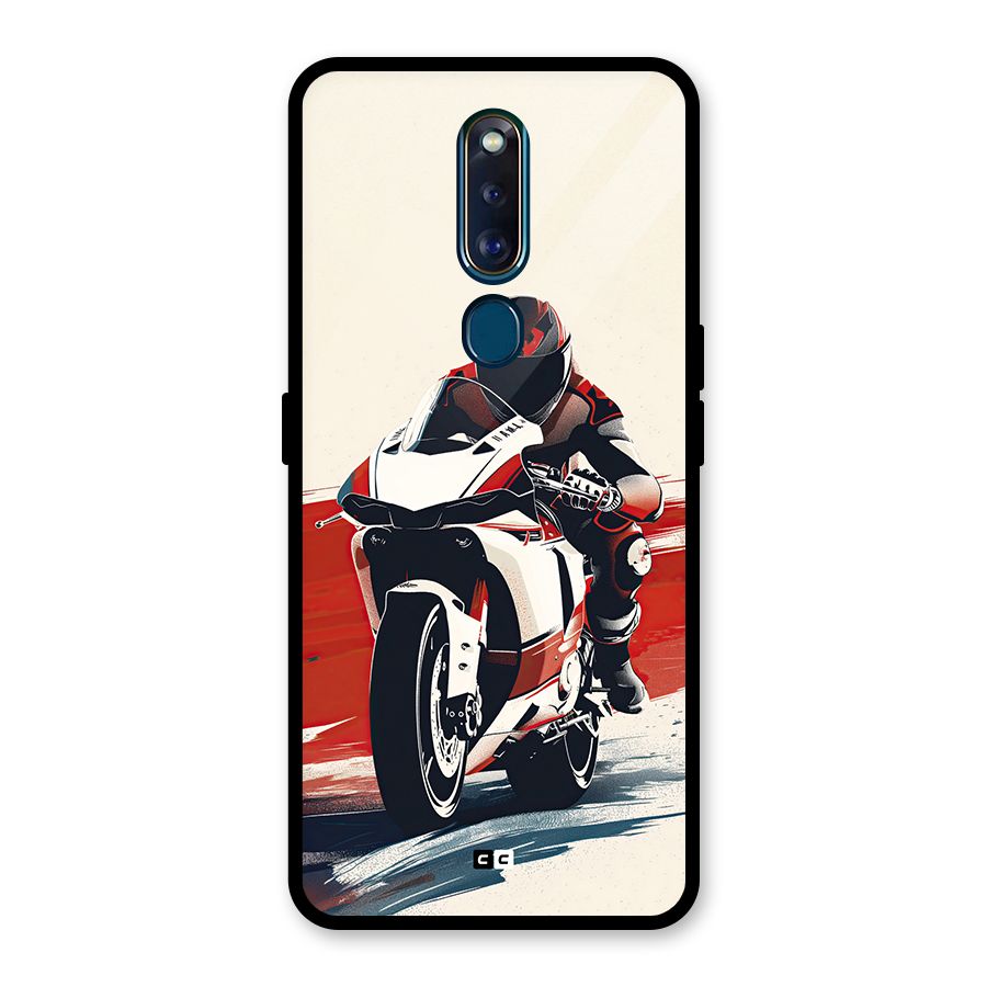 Motosport Rider Glass Back Case for Oppo F11 Pro