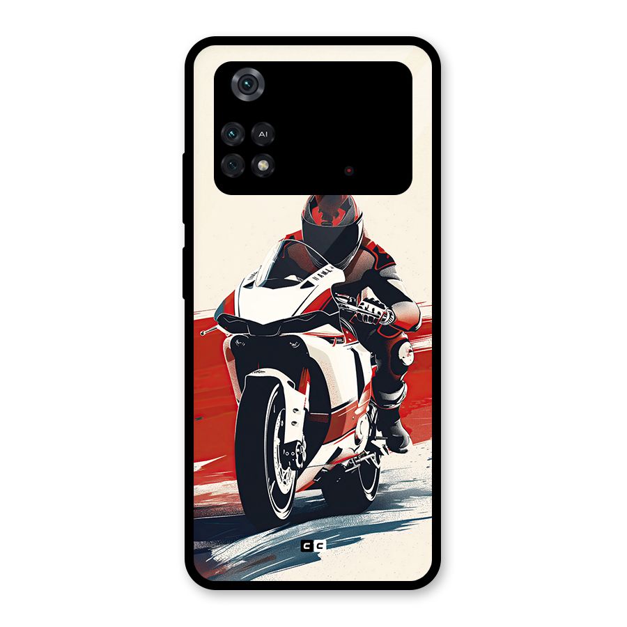 Motosport Rider Glass Back Case for Poco M4 Pro 4G