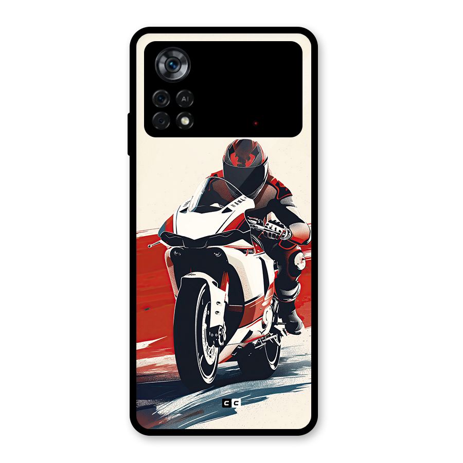 Motosport Rider Glass Back Case for Poco X4 Pro 5G