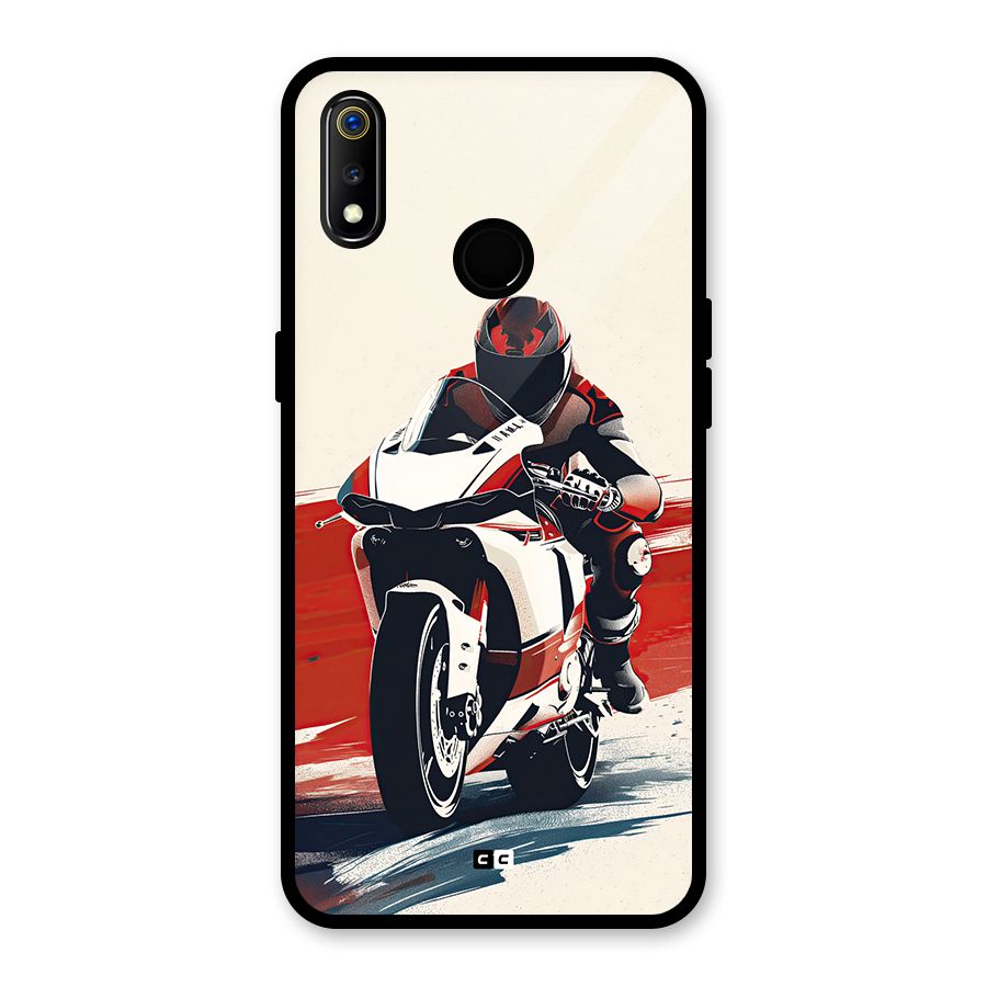 Motosport Rider Glass Back Case for Realme 3