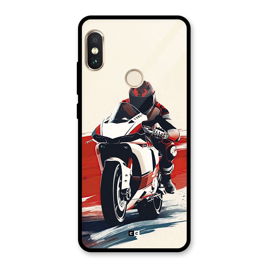 Motosport Rider Glass Back Case for Redmi Note 5 Pro