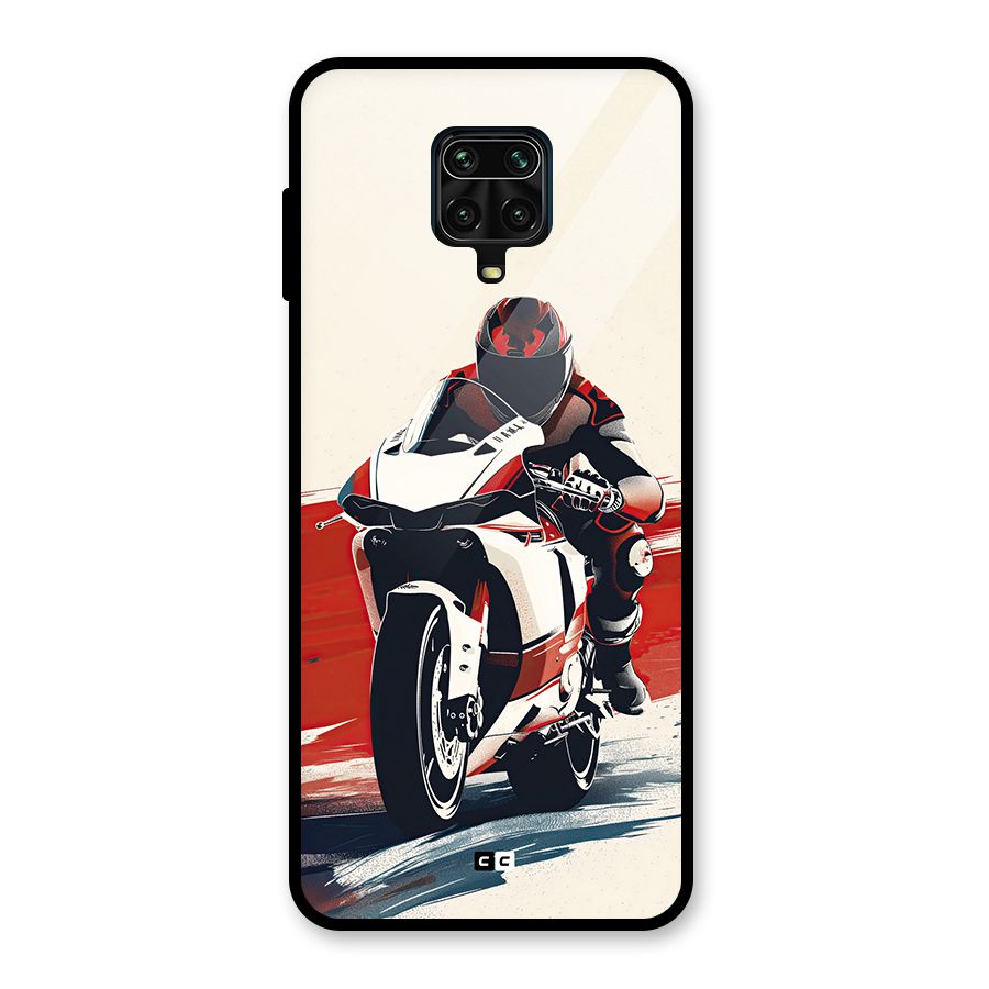 Motosport Rider Glass Back Case for Redmi Note 9 Pro