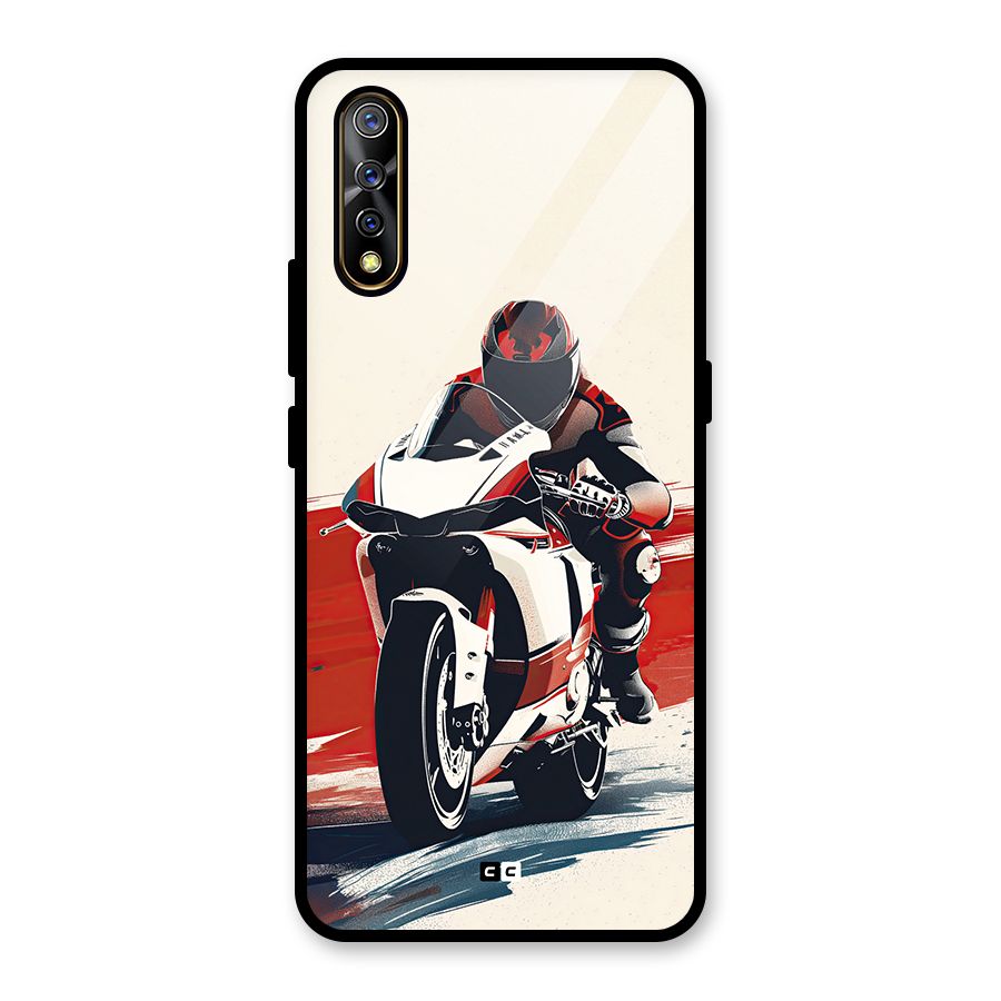 Motosport Rider Glass Back Case for Vivo S1