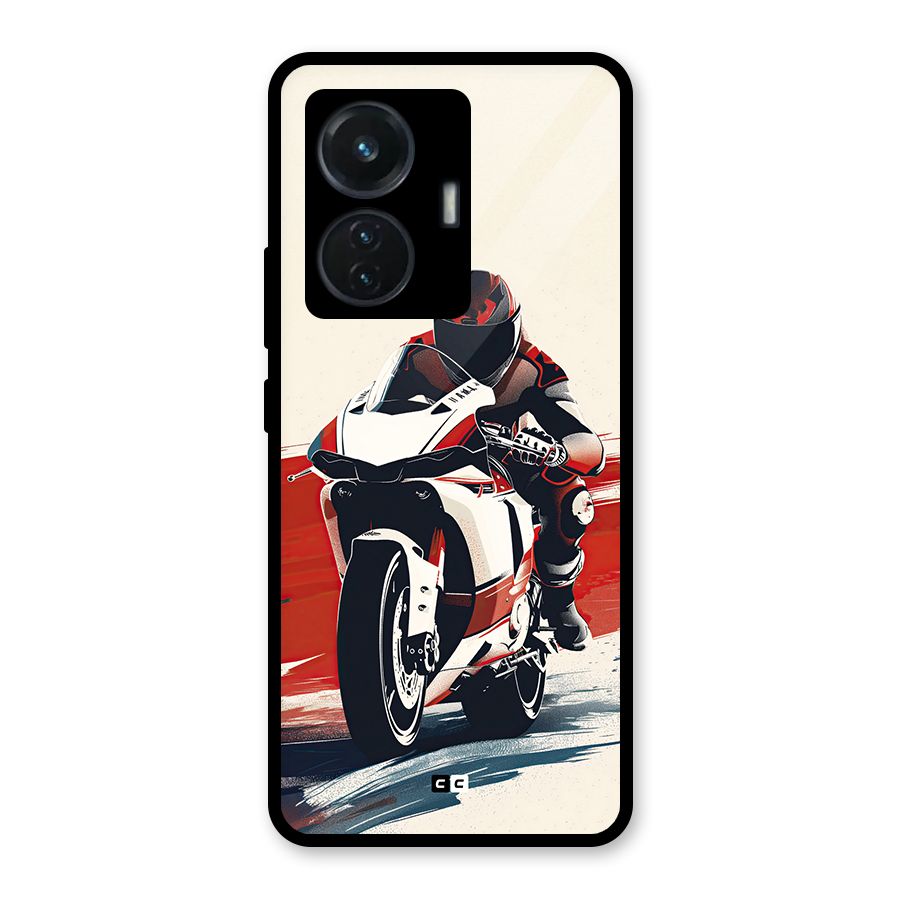 Motosport Rider Glass Back Case for Vivo T1 44W