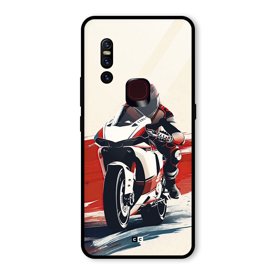 Motosport Rider Glass Back Case for Vivo V15