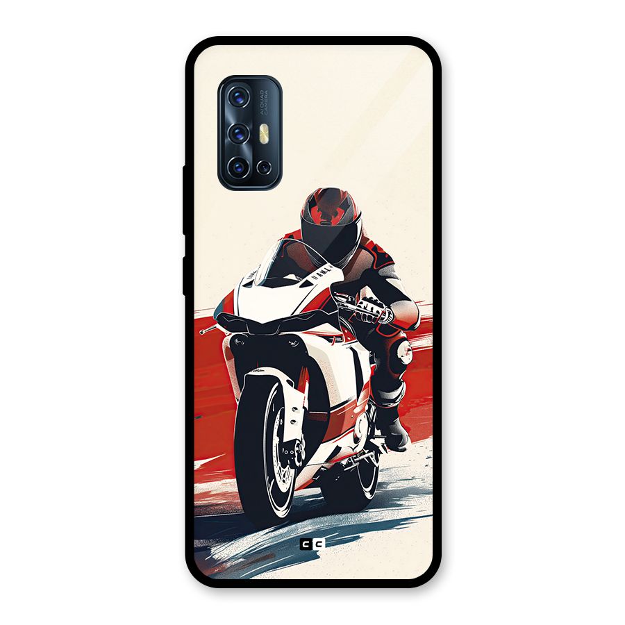 Motosport Rider Glass Back Case for Vivo V17