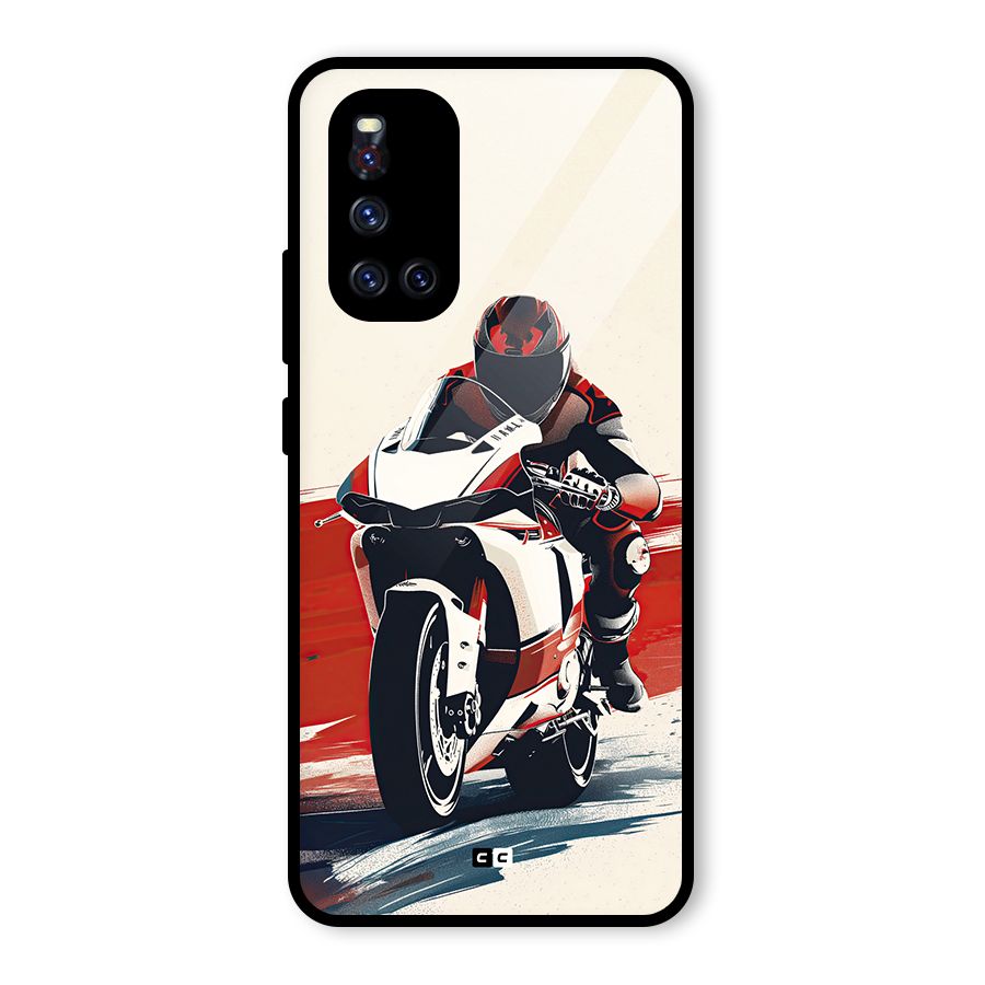 Motosport Rider Glass Back Case for Vivo V19
