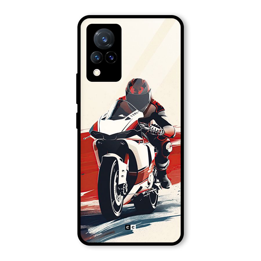 Motosport Rider Glass Back Case for Vivo V21 5G