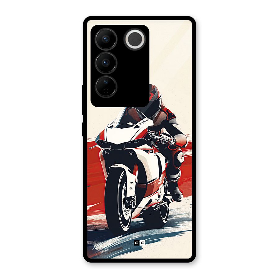 Motosport Rider Glass Back Case for Vivo V27