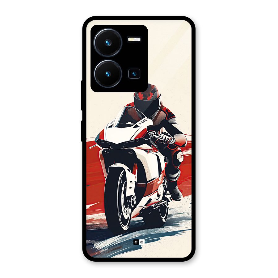 Motosport Rider Glass Back Case for Vivo Y35