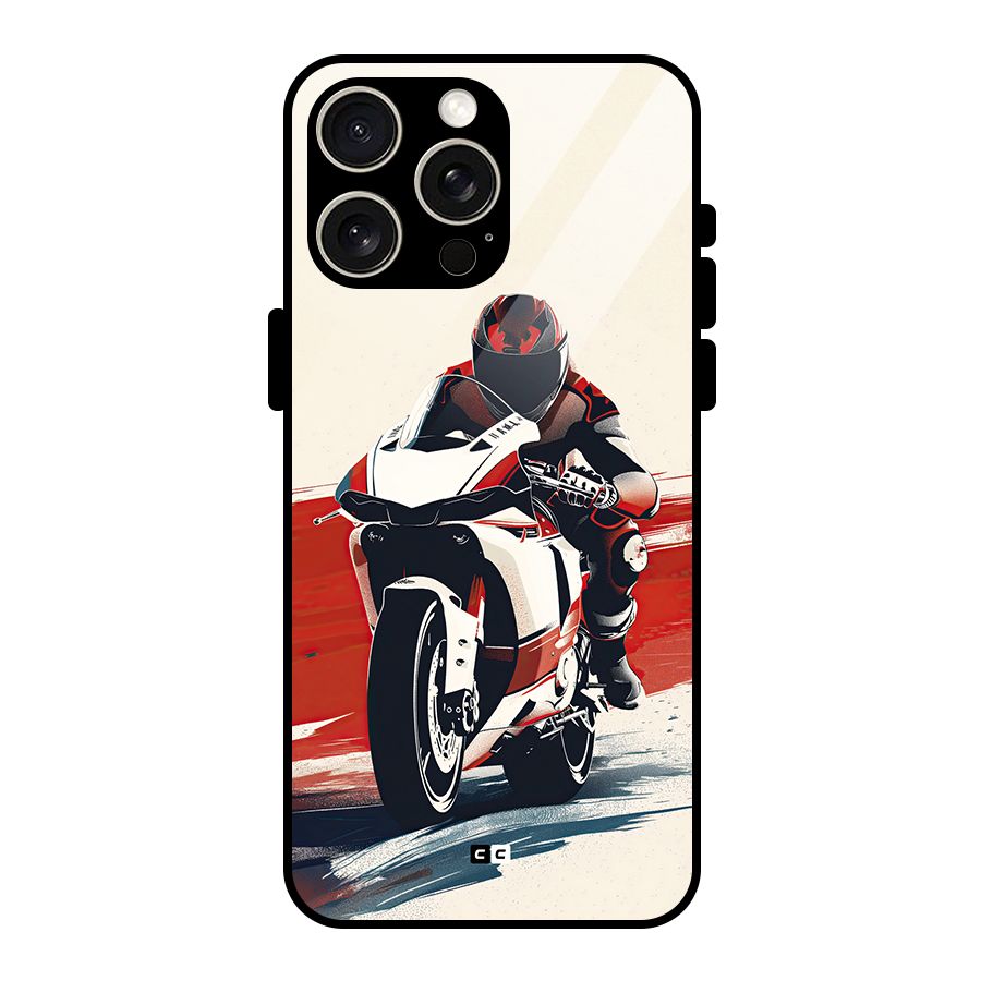 Motosport Rider Glass Back Case for iPhone 15 Pro Max