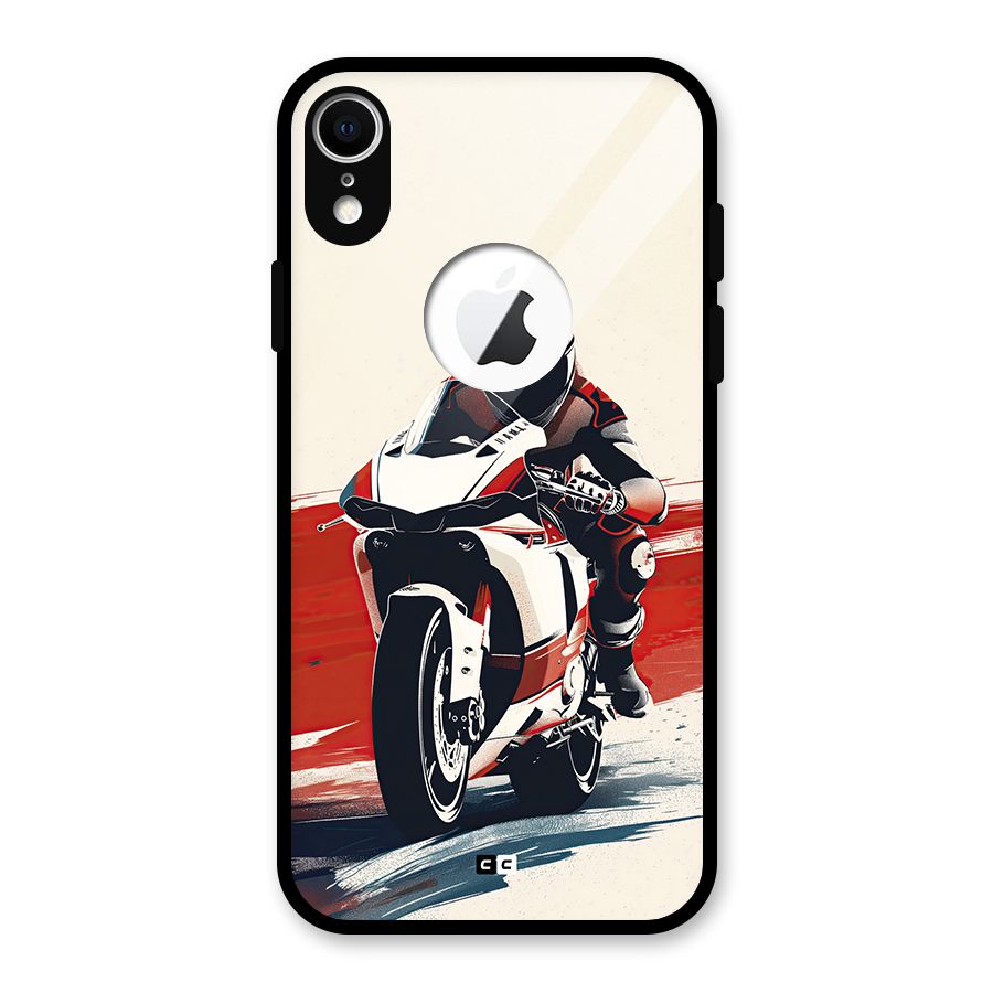 Motosport Rider Glass Back Case for iPhone XR Logo Cut