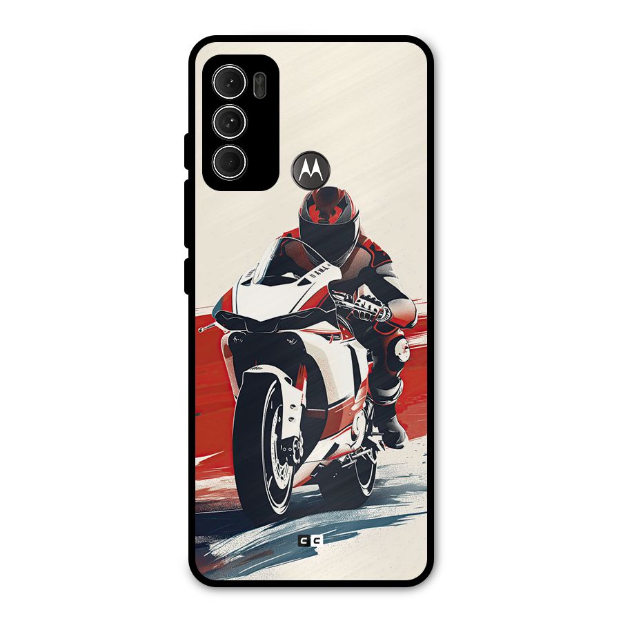 Motosport Rider Metal Back Case for Moto G60