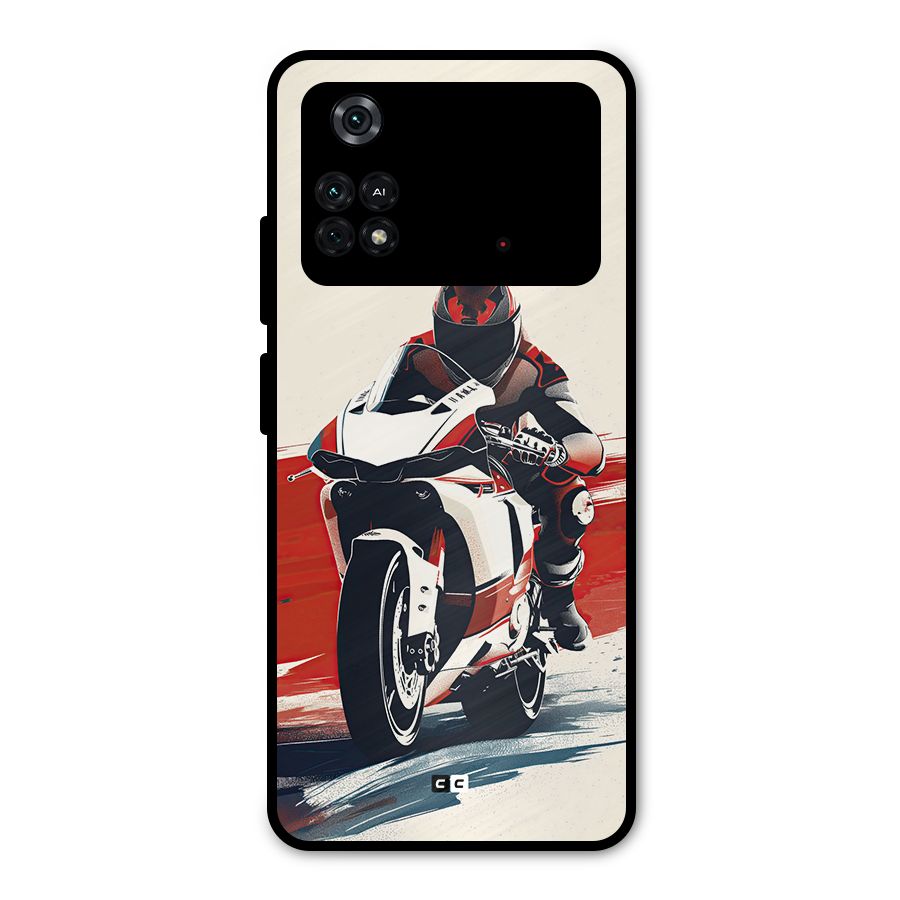 Motosport Rider Metal Back Case for Poco M4 Pro 4G