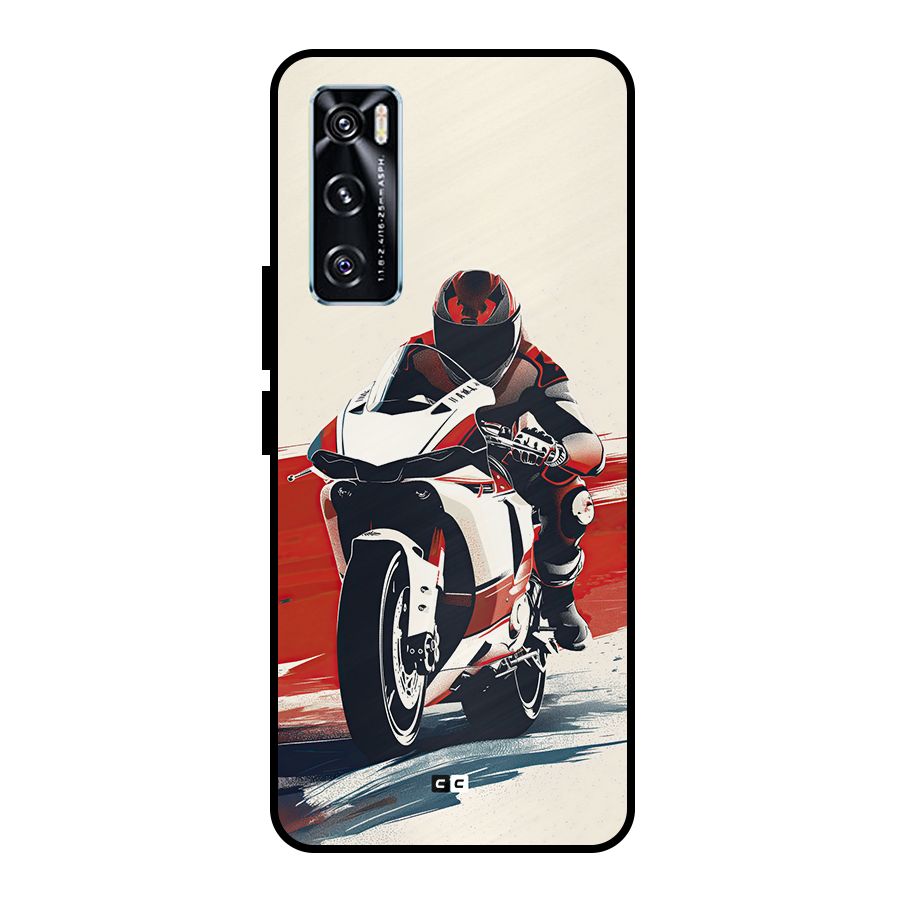 Motosport Rider Metal Back Case for Vivo V20 SE