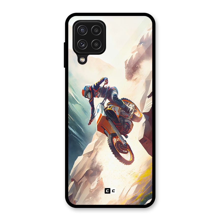 Mountain Biker Glass Back Case for Galaxy A22 4G