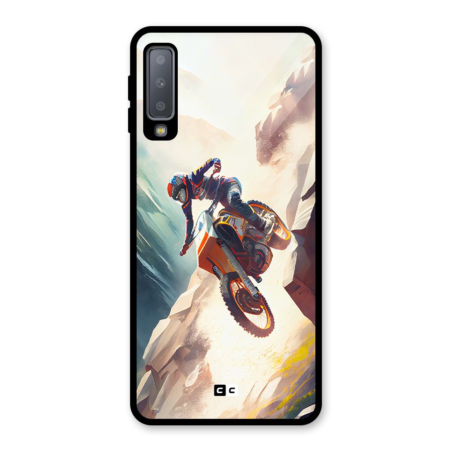 Mountain Biker Glass Back Case for Galaxy A7 (2018)