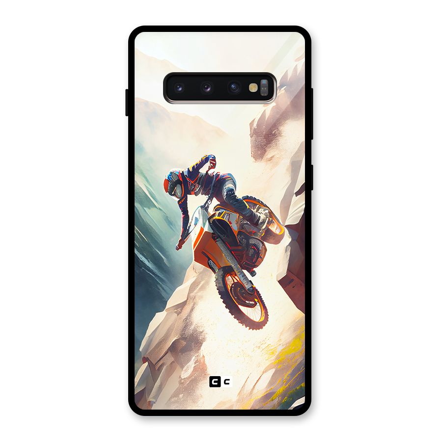 Mountain Biker Glass Back Case for Galaxy S10 Plus