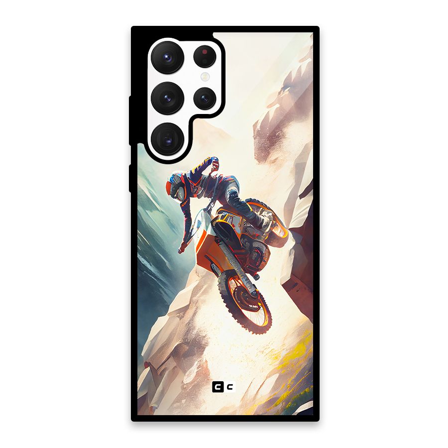 Mountain Biker Glass Back Case for Galaxy S22 Ultra 5G