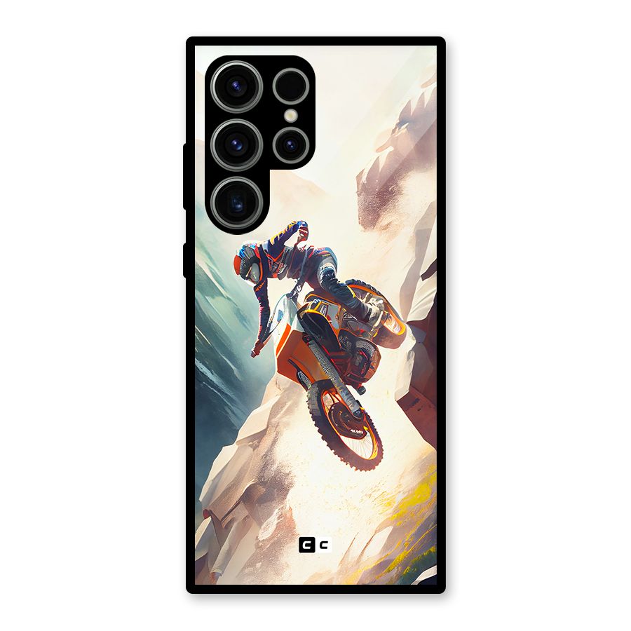 Mountain Biker Glass Back Case for Galaxy S23 Ultra
