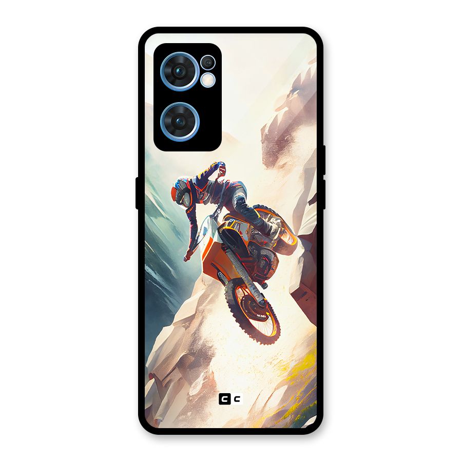 Mountain Biker Glass Back Case for Oppo Reno7 5G