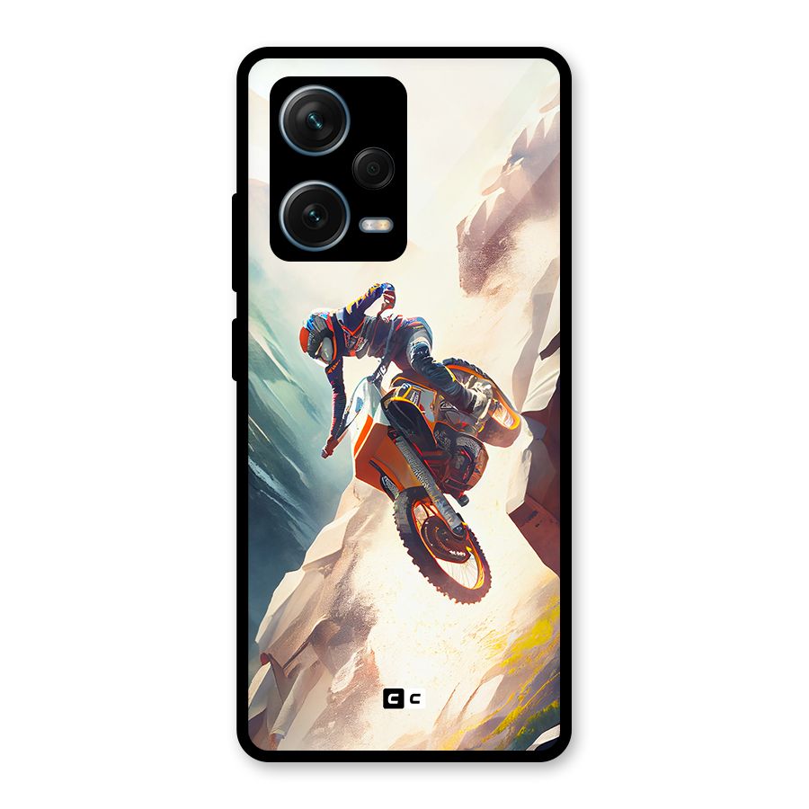 Mountain Biker Glass Back Case for Redmi Note 12 Pro Plus 5G