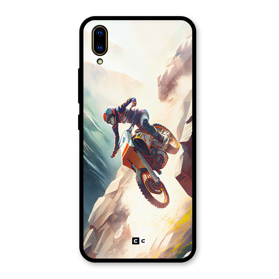 Mountain Biker Glass Back Case for Vivo V11 Pro