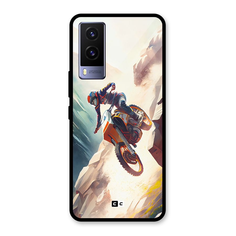 Mountain Biker Glass Back Case for Vivo V21e 5G