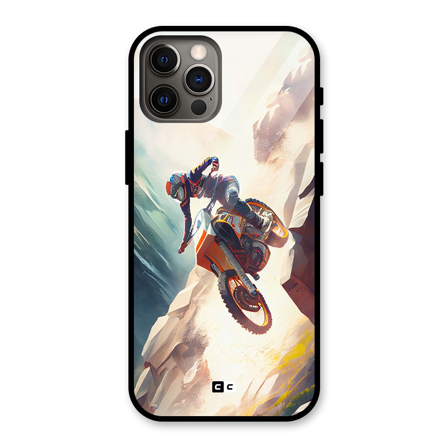 Mountain Biker Glass Back Case for iPhone 12 Pro