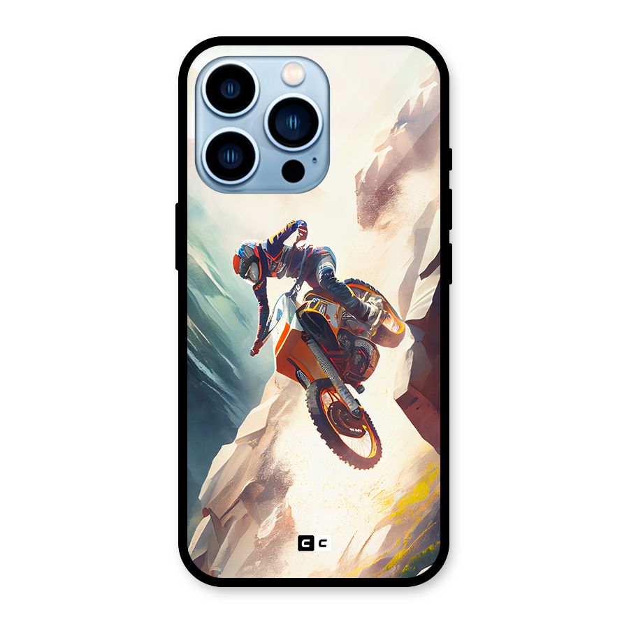 Mountain Biker Glass Back Case for iPhone 13 Pro