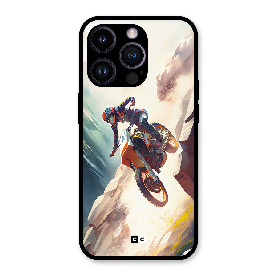 Mountain Biker Glass Back Case for iPhone 14 Pro