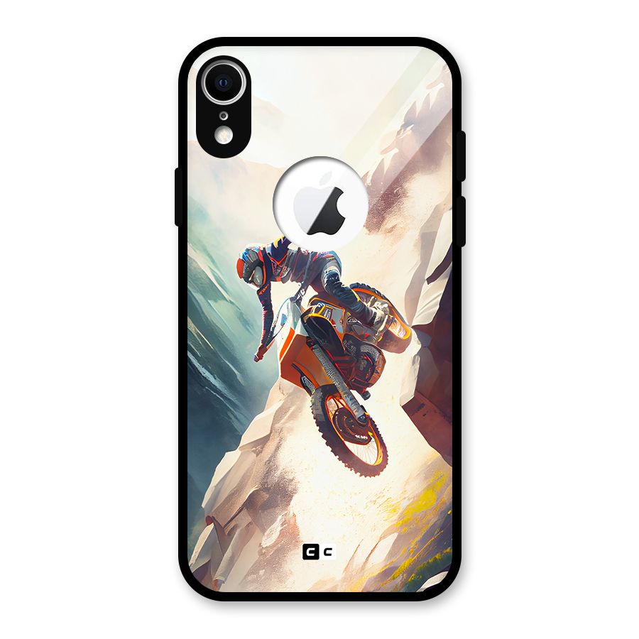 Mountain Biker Glass Back Case for iPhone XR Logo Cut