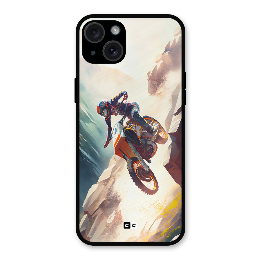 Mountain Biker Metal Back Case for iPhone 15 Plus