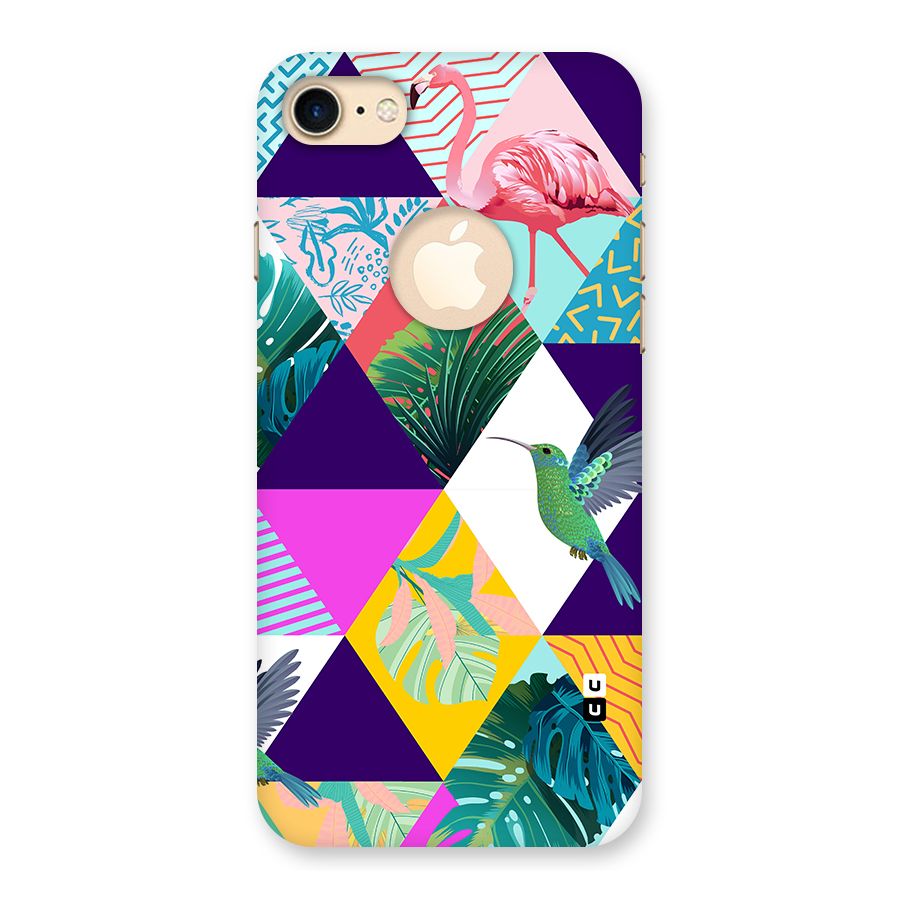 Multicolor Exotic Seamless Pattern Back Case for iPhone 8 Logo Cut