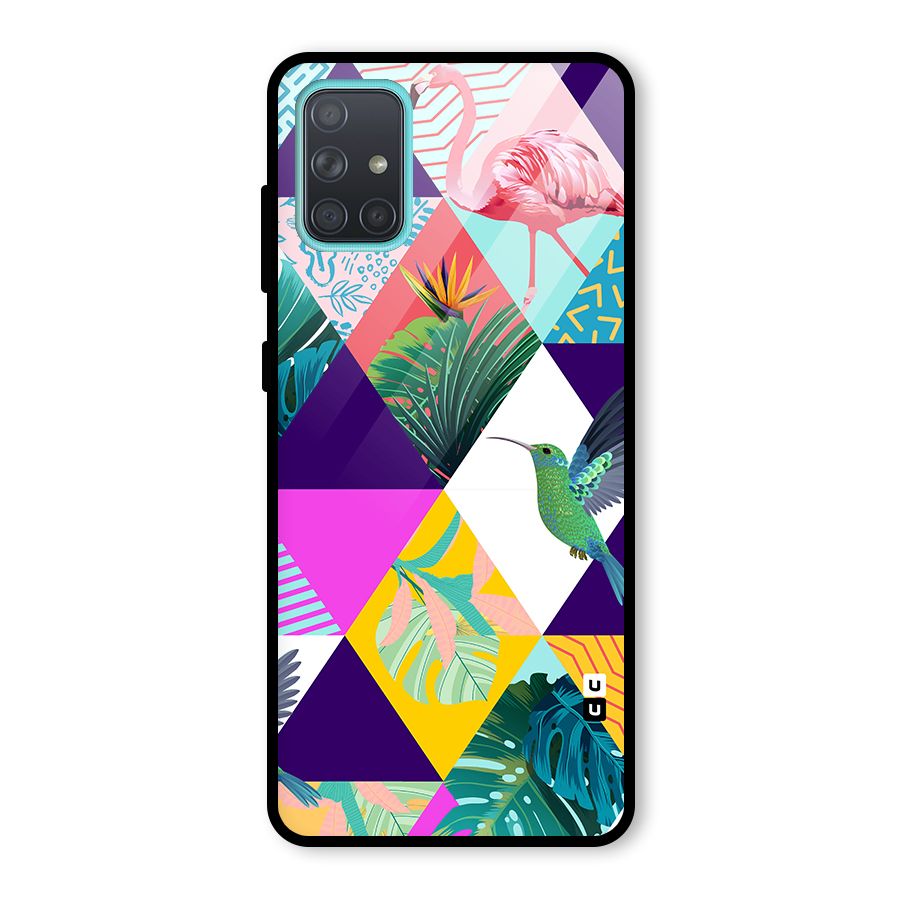 Multicolor Exotic Seamless Pattern Glass Back Case for Galaxy A71