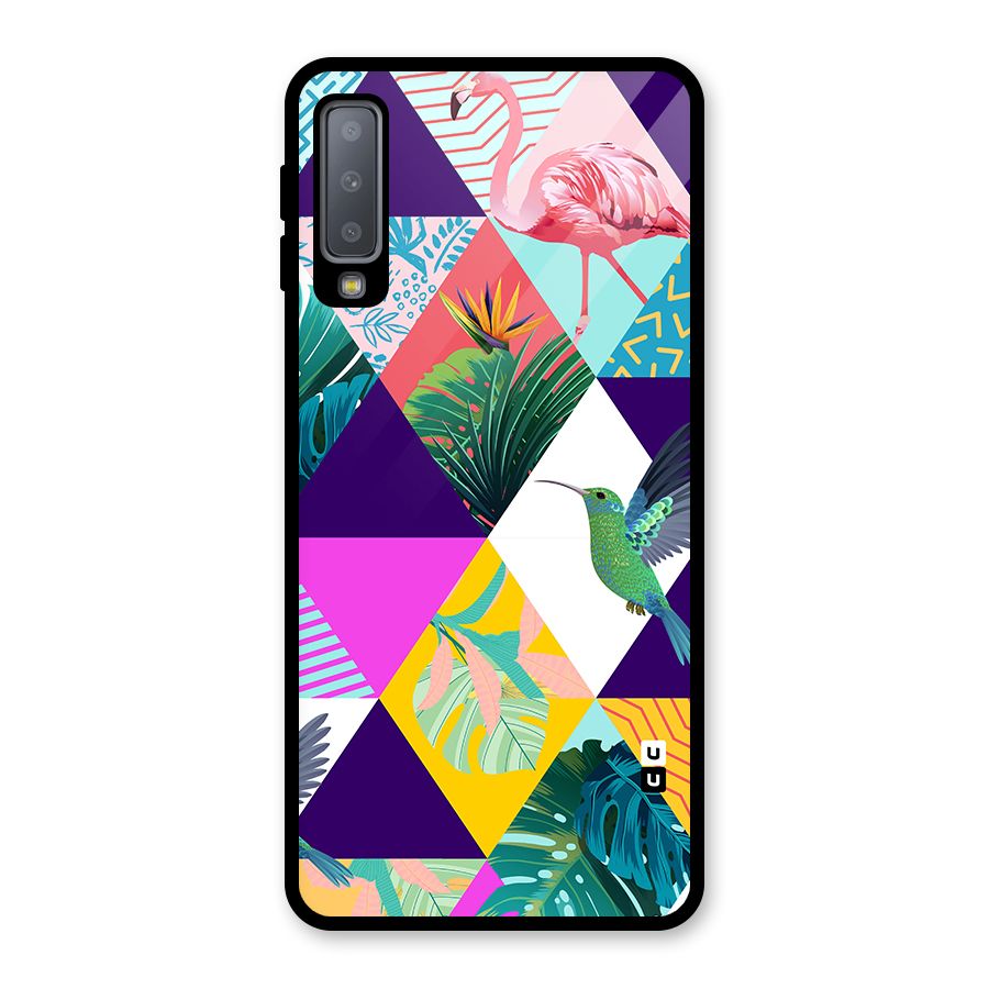 Multicolor Exotic Seamless Pattern Glass Back Case for Galaxy A7 (2018)