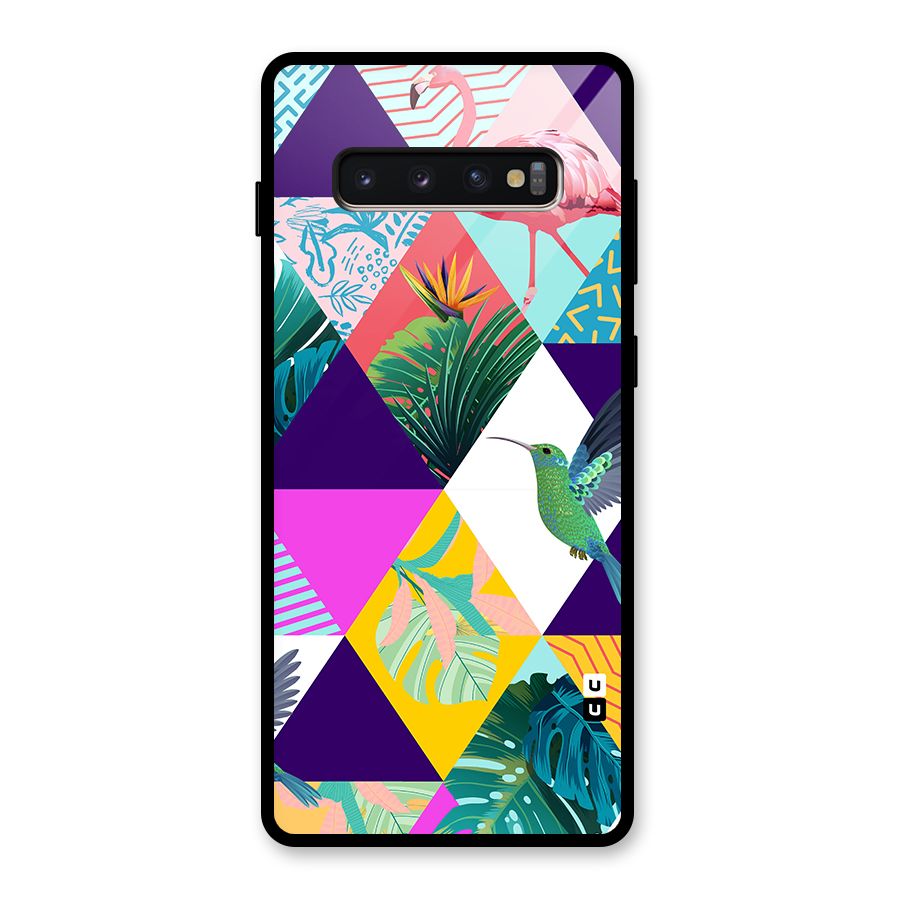 Multicolor Exotic Seamless Pattern Glass Back Case for Galaxy S10 Plus