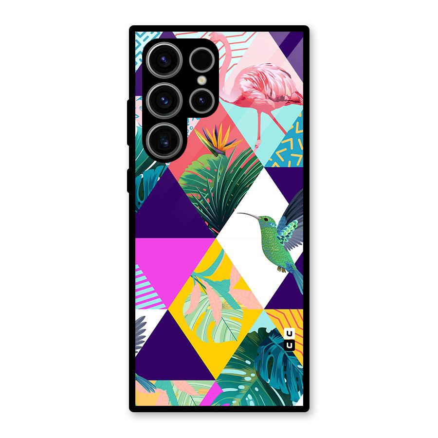 Multicolor Exotic Seamless Pattern Glass Back Case for Galaxy S23 Ultra