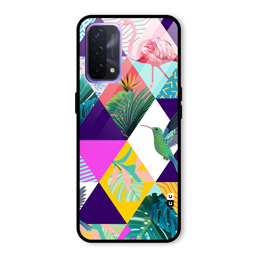 Multicolor Exotic Seamless Pattern Glass Back Case for Oppo A74 5G