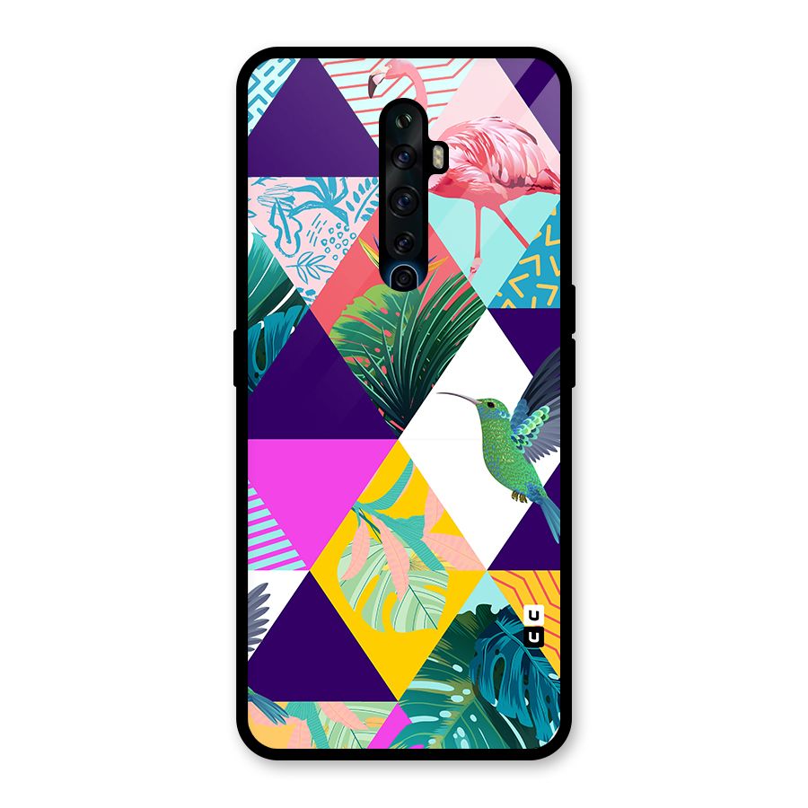Multicolor Exotic Seamless Pattern Glass Back Case for Oppo Reno2 F