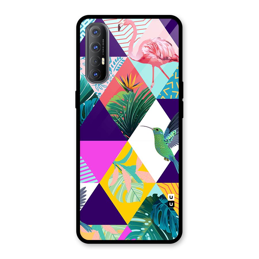 Multicolor Exotic Seamless Pattern Glass Back Case for Oppo Reno3 Pro