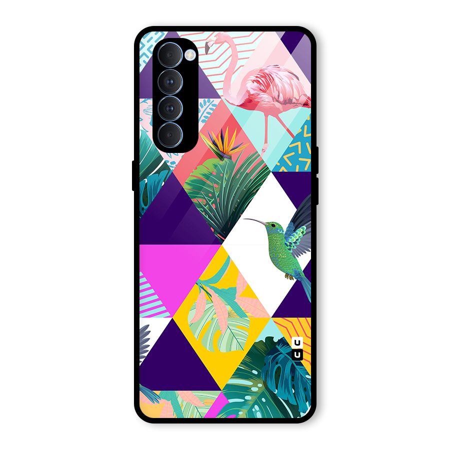 Multicolor Exotic Seamless Pattern Glass Back Case for Oppo Reno4 Pro