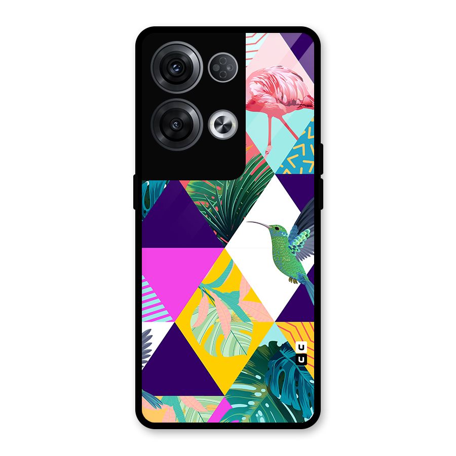 Multicolor Exotic Seamless Pattern Glass Back Case for Oppo Reno8 Pro 5G