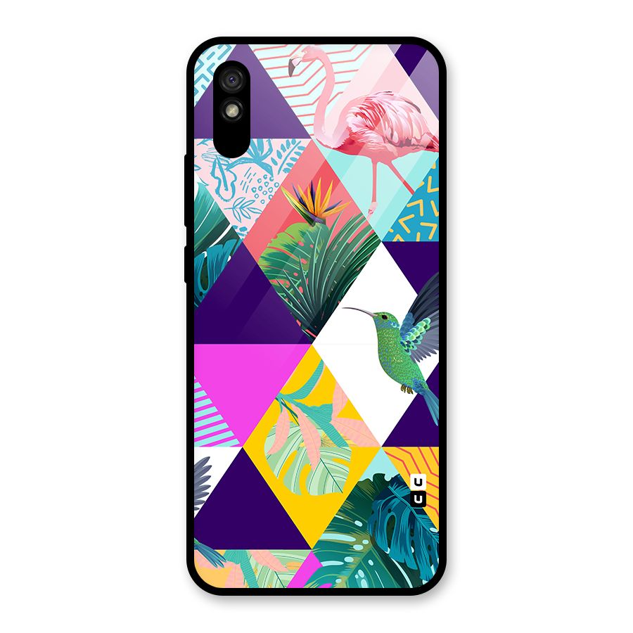 Multicolor Exotic Seamless Pattern Glass Back Case for Redmi 9A