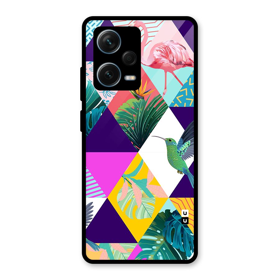 Multicolor Exotic Seamless Pattern Glass Back Case for Redmi Note 12 Pro Plus 5G