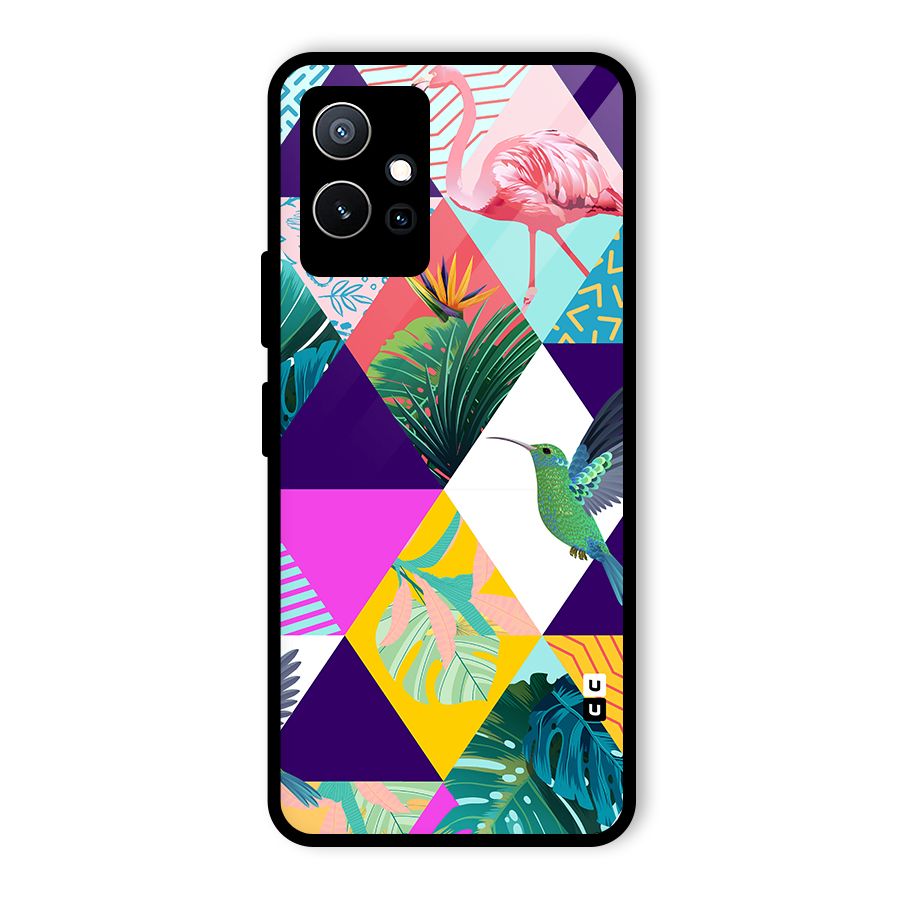 Multicolor Exotic Seamless Pattern Glass Back Case for Vivo T1 5G