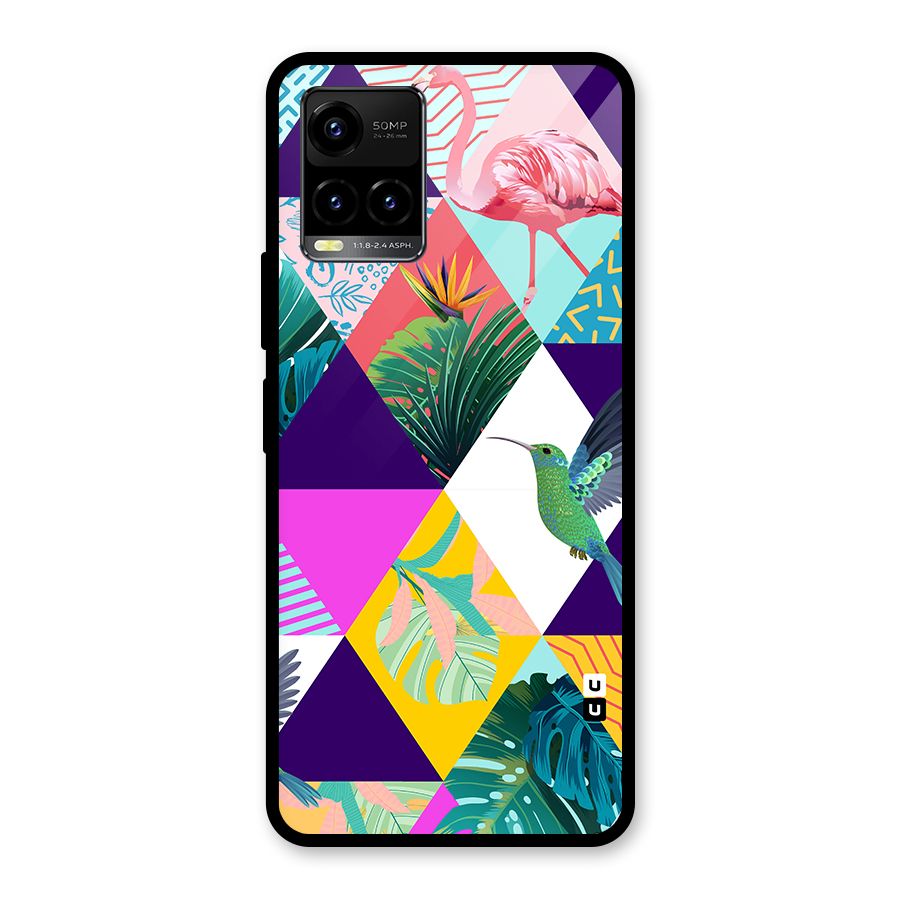 Multicolor Exotic Seamless Pattern Glass Back Case for Vivo Y33s