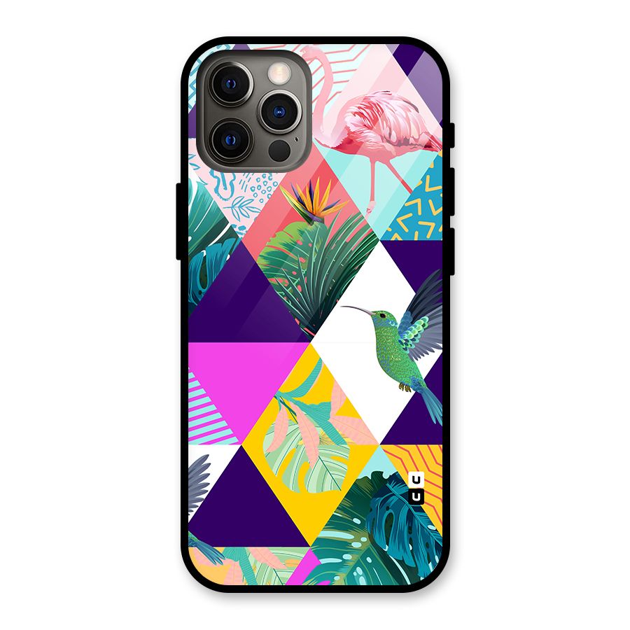 Multicolor Exotic Seamless Pattern Glass Back Case for iPhone 12 Pro